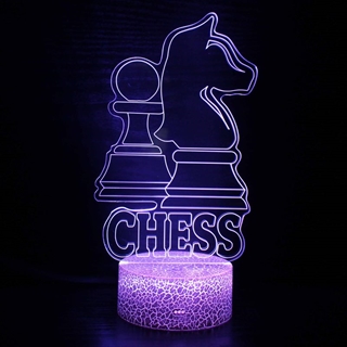 Skak 3D lampe med fjernbetjening – 16 lysfarver – dæmpbar